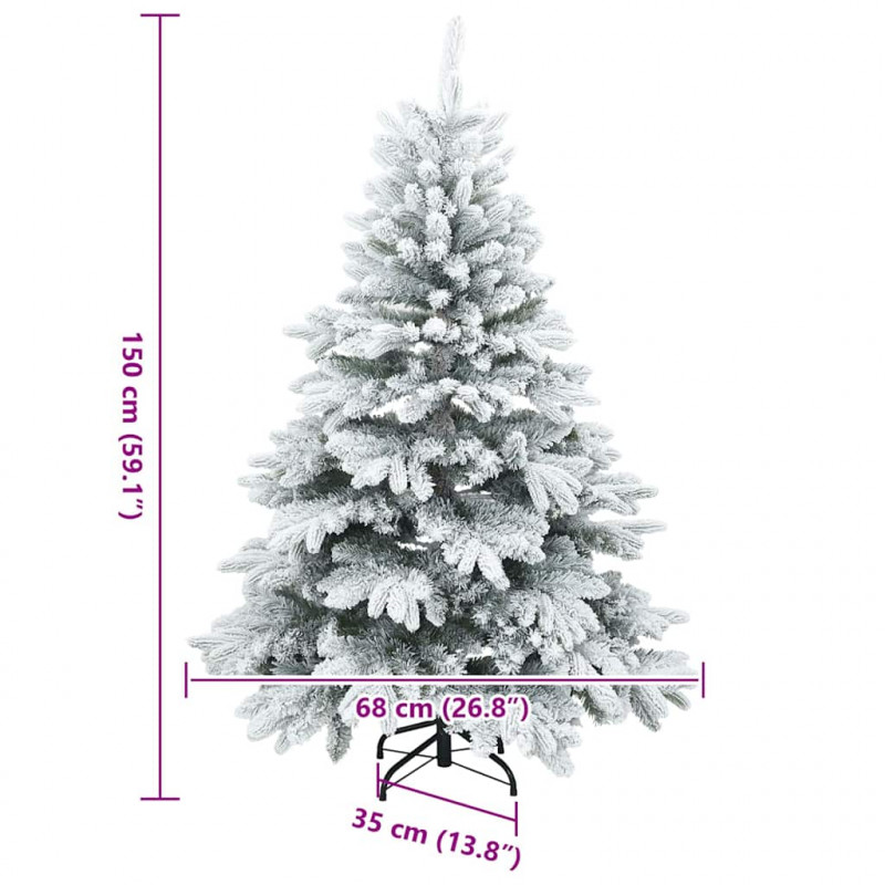 Sztuczna choinka z 150 diodami LED Biały 150 cm PE i PVC