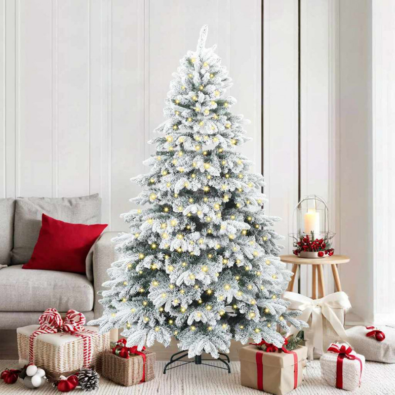 Sztuczna choinka z 300 diodami LED Biały 180 cm PE i PVC