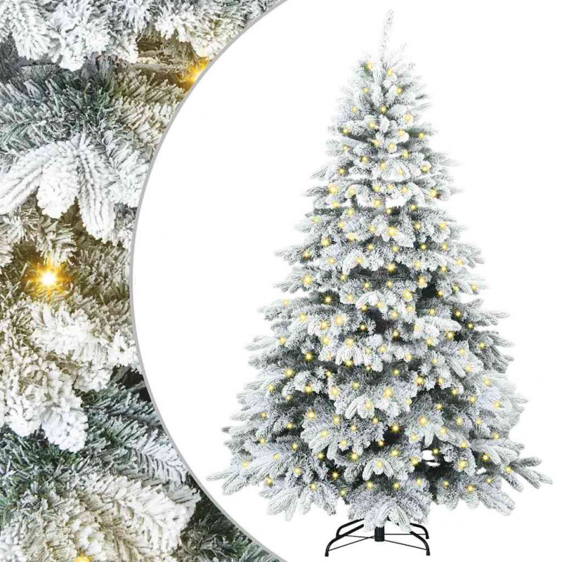Sztuczna choinka z 300 diodami LED Biały 180 cm PE i PVC