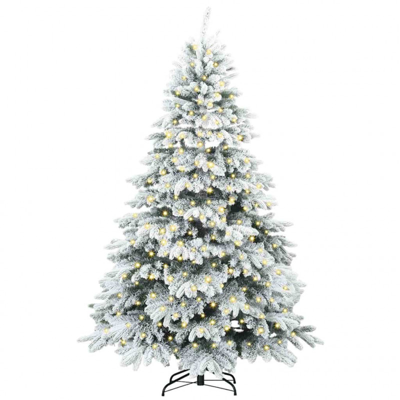 Sztuczna choinka z 300 diodami LED Biały 180 cm PE i PVC