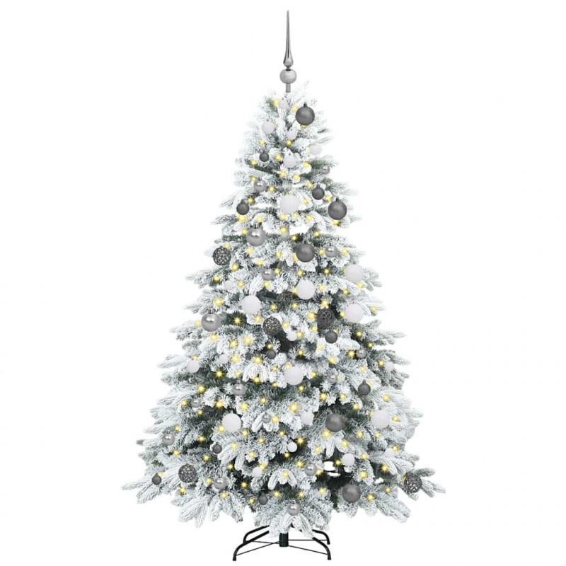 Sztuczna choinka z 300 diodami LED Biały 180 cm PE i PVC