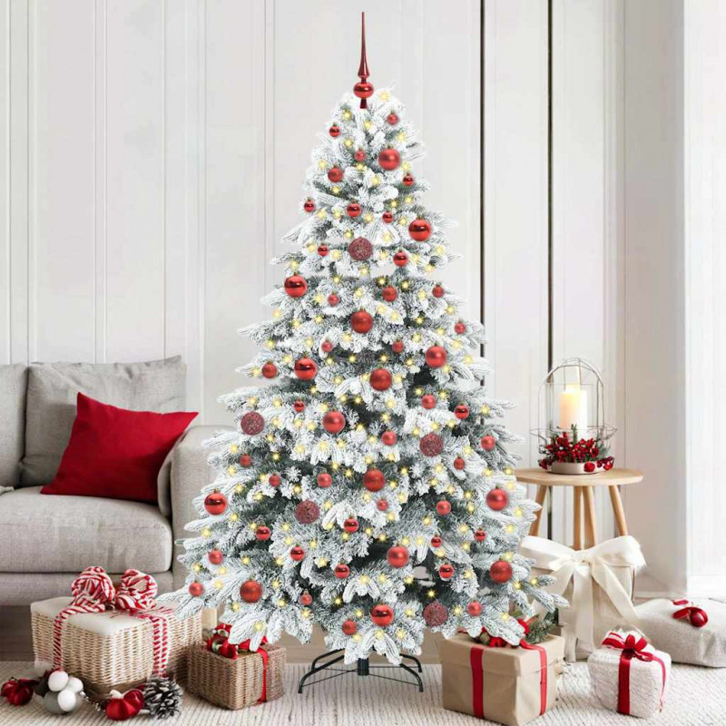 Sztuczna choinka z 300 diodami LED Biały 180 cm PE i PVC