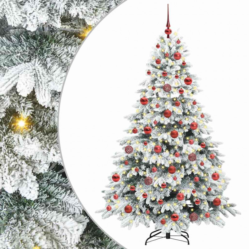 Sztuczna choinka z 300 diodami LED Biały 180 cm PE i PVC