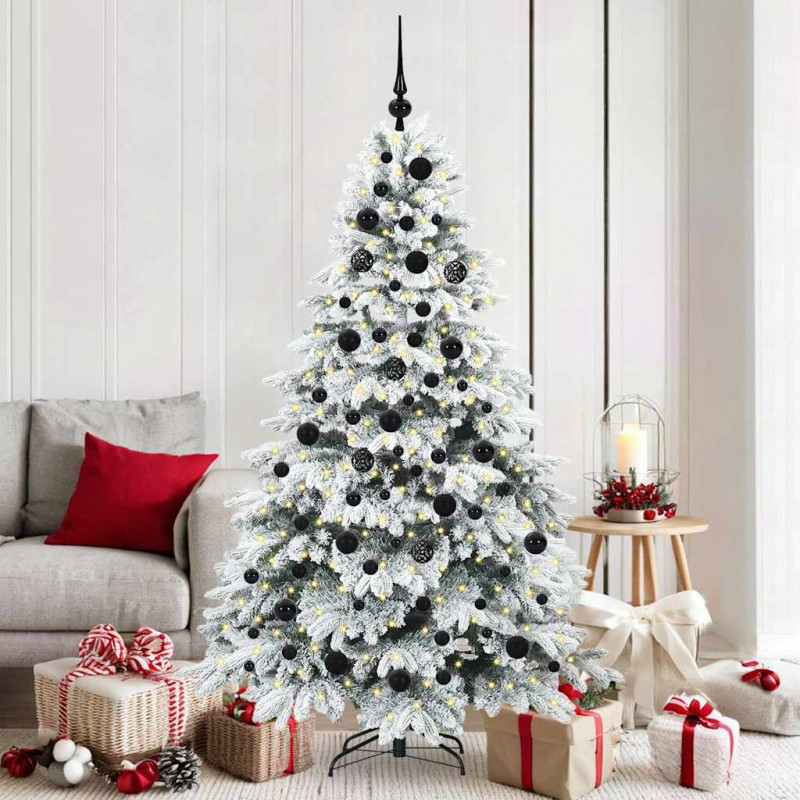 Sztuczna choinka z 300 diodami LED Biały 180 cm PE i PVC