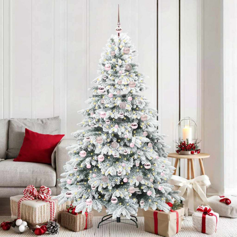 Sztuczna choinka z 300 diodami LED Biały 180 cm PE i PVC