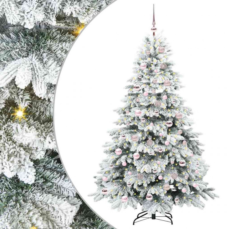 Sztuczna choinka z 300 diodami LED Biały 180 cm PE i PVC