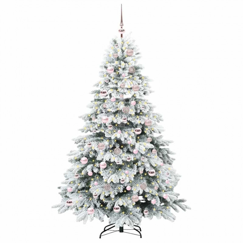 Sztuczna choinka z 300 diodami LED Biały 180 cm PE i PVC