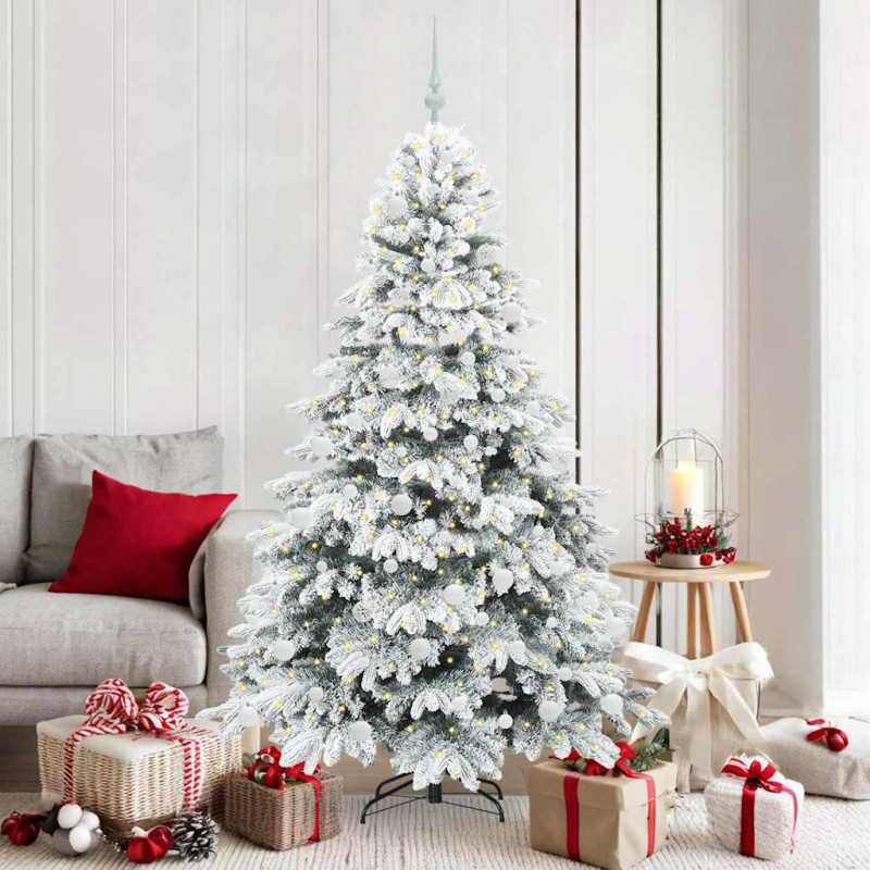 Sztuczna choinka z 300 diodami LED Biały 180 cm PE i PVC