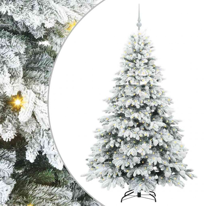 Sztuczna choinka z 300 diodami LED Biały 180 cm PE i PVC