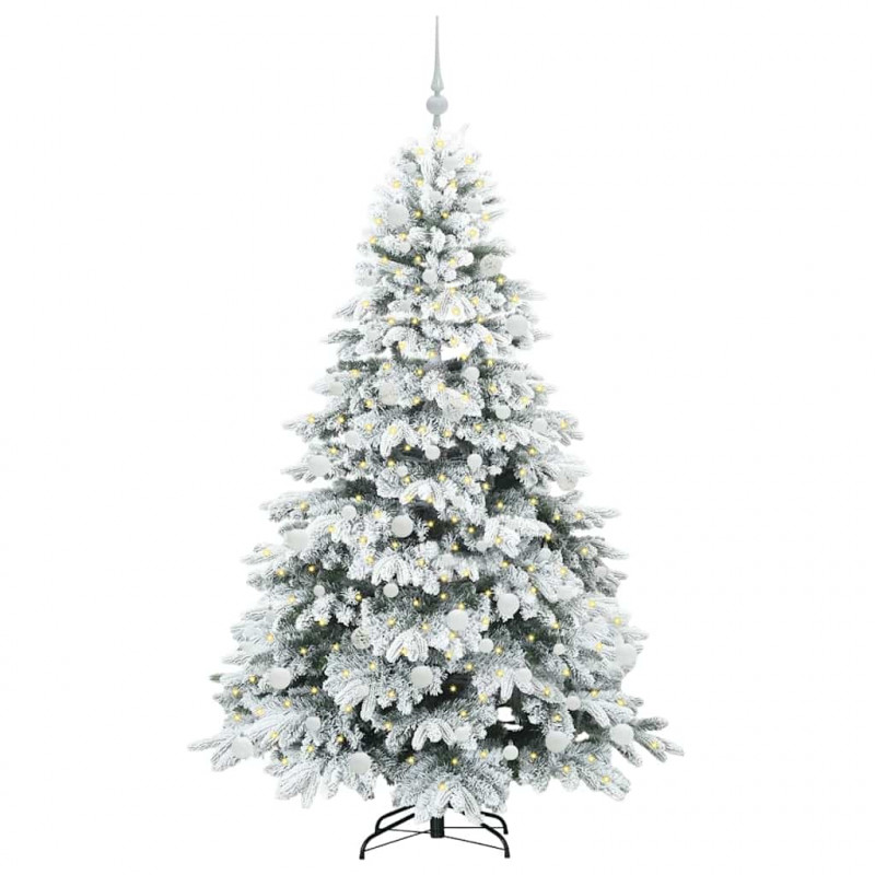 Sztuczna choinka z 300 diodami LED Biały 180 cm PE i PVC