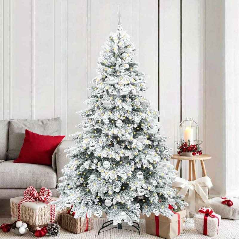 Sztuczna choinka z 300 diodami LED Biały 180 cm PE i PVC