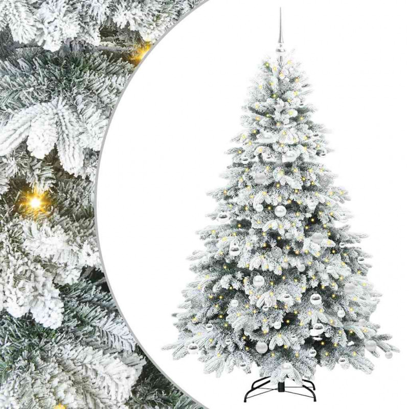 Sztuczna choinka z 300 diodami LED Biały 180 cm PE i PVC