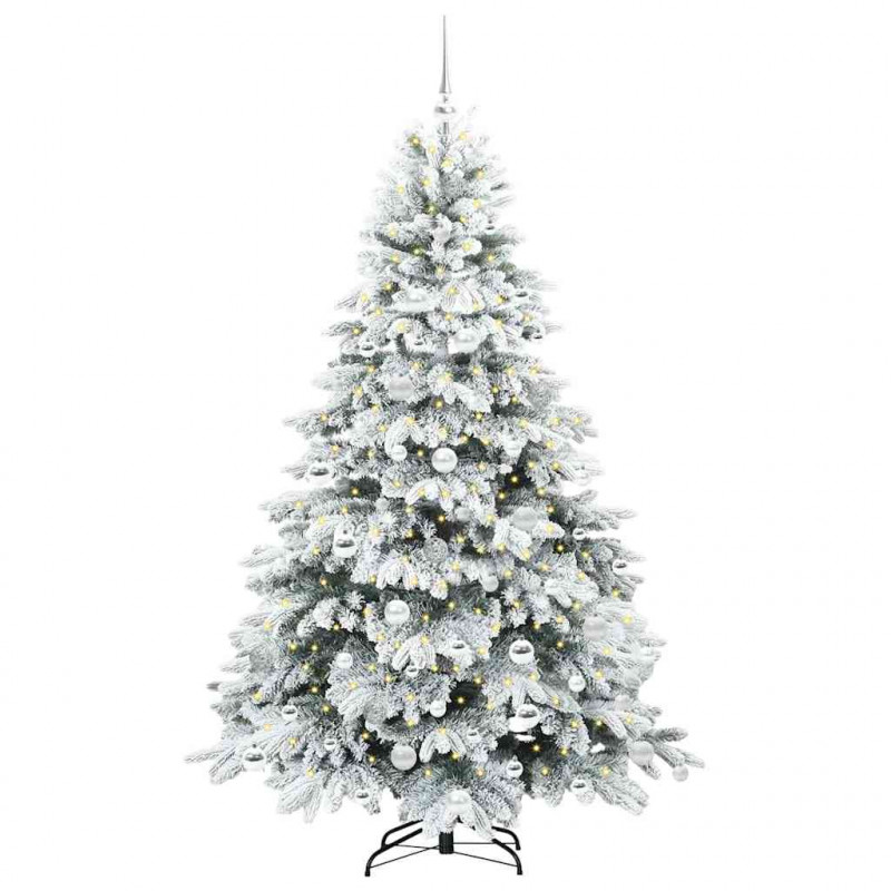 Sztuczna choinka z 300 diodami LED Biały 180 cm PE i PVC