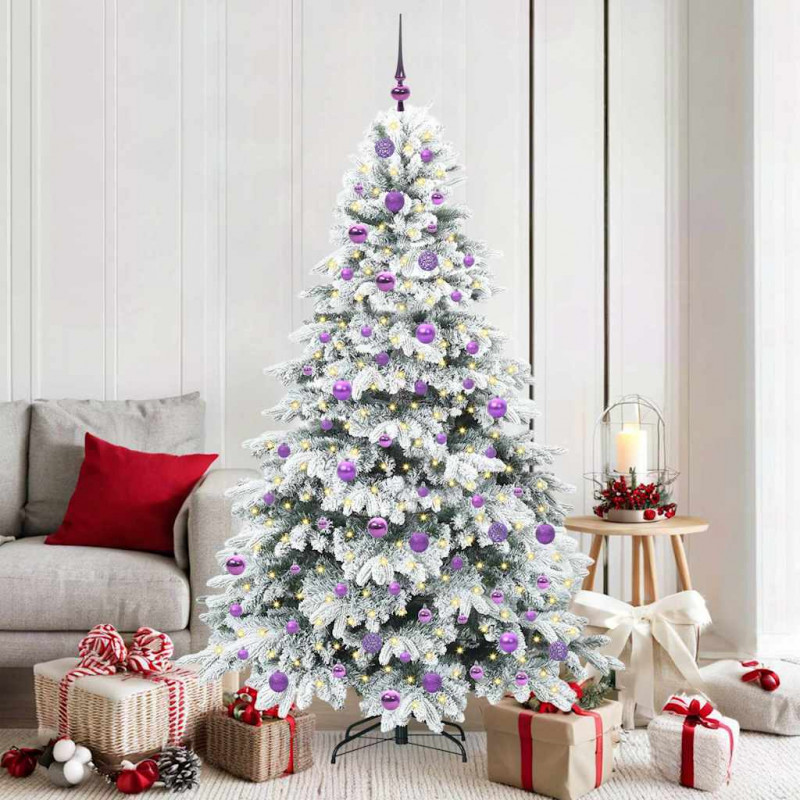 Sztuczna choinka z 300 diodami LED Biały 180 cm PE i PVC