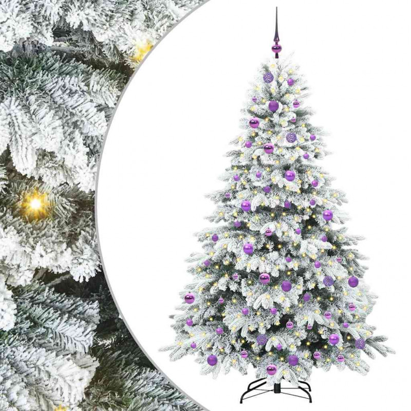 Sztuczna choinka z 300 diodami LED Biały 180 cm PE i PVC