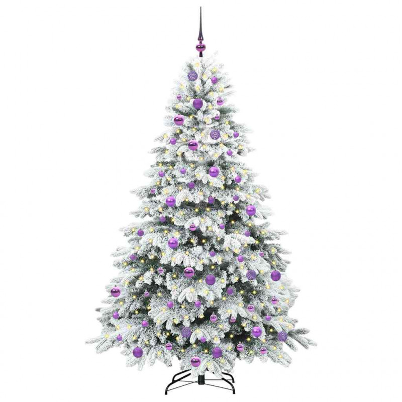 Sztuczna choinka z 300 diodami LED Biały 180 cm PE i PVC