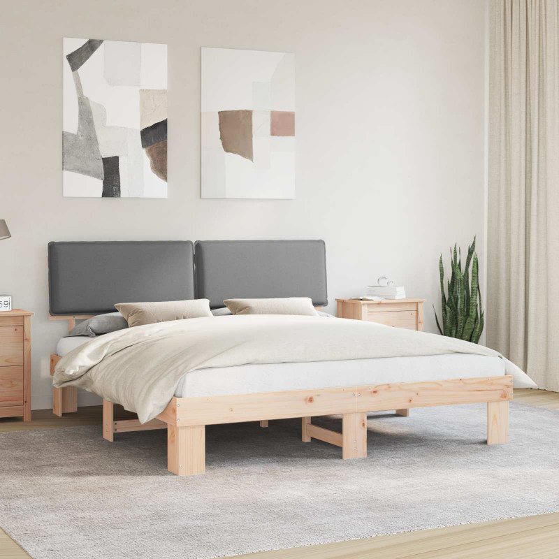 Ramka łóżka z tapicerowanym wezgłowiem Jasnoszary 200 x 200 cm