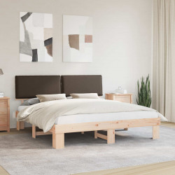 Ramka łóżka z tapicerowanym wezgłowiem Ciemnoszary 200 x 200 cm