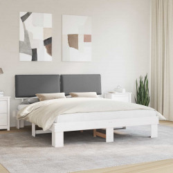 Ramka łóżka z tapicerowanym wezgłowiem Jasnoszary 200 x 200 cm
