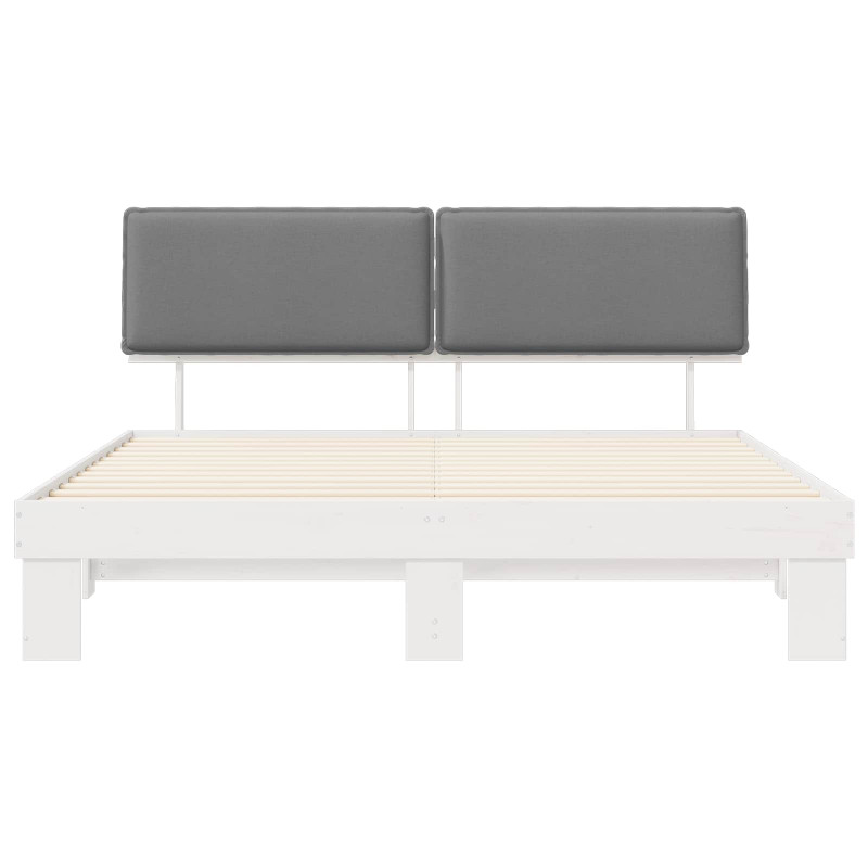 Ramka łóżka z tapicerowanym wezgłowiem Jasnoszary 200 x 200 cm