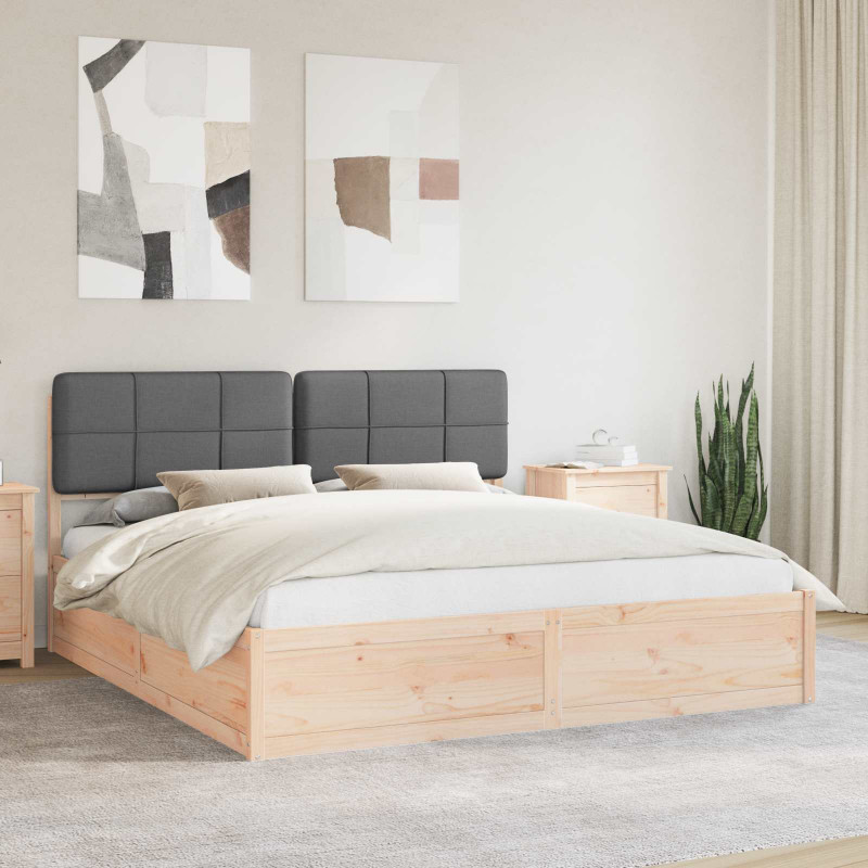 Ramka łóżka z tapicerowanym wezgłowiem Ciemnoszary 200 x 200 cm