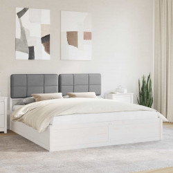 Ramka łóżka z tapicerowanym wezgłowiem Jasnoszary 200 x 200 cm