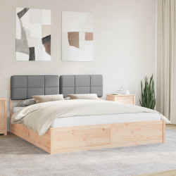 Ramka łóżka z tapicerowanym wezgłowiem Jasnoszary 180 x 200 cm