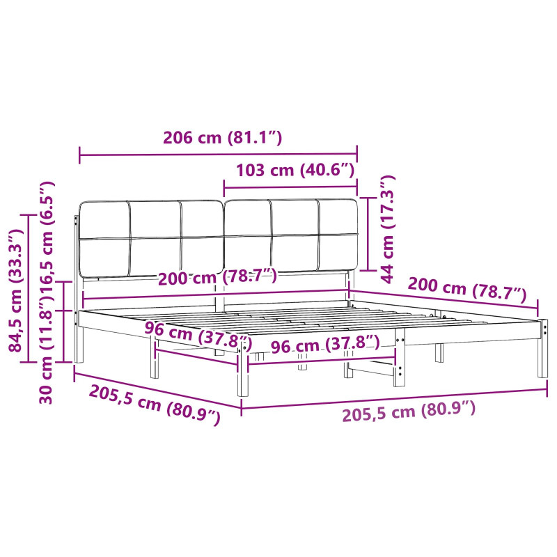 Ramka łóżka z tapicerowanym wezgłowiem Czarny 200 x 200 cm