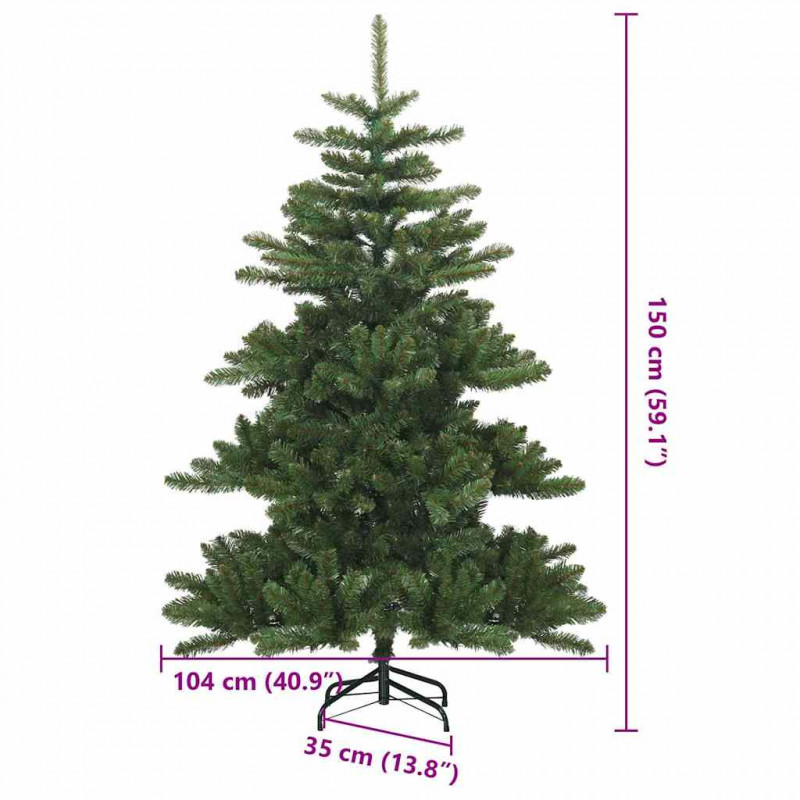 Sztuczna choinka z zawiasami Zielony 150 cm PVC i stal