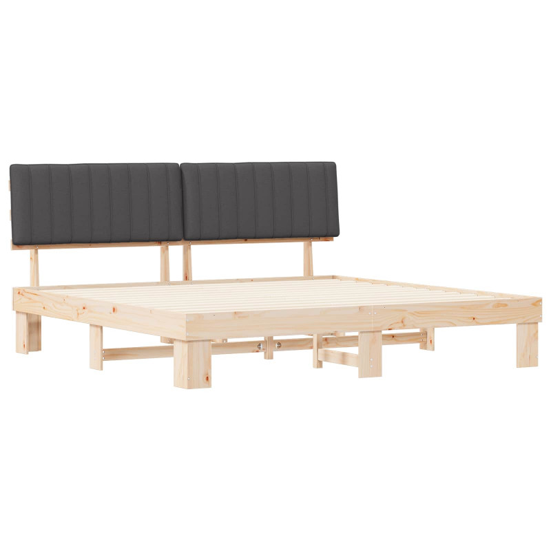 Ramka łóżka z tapicerowanym wezgłowiem Ciemnoszary 200 x 200 cm
