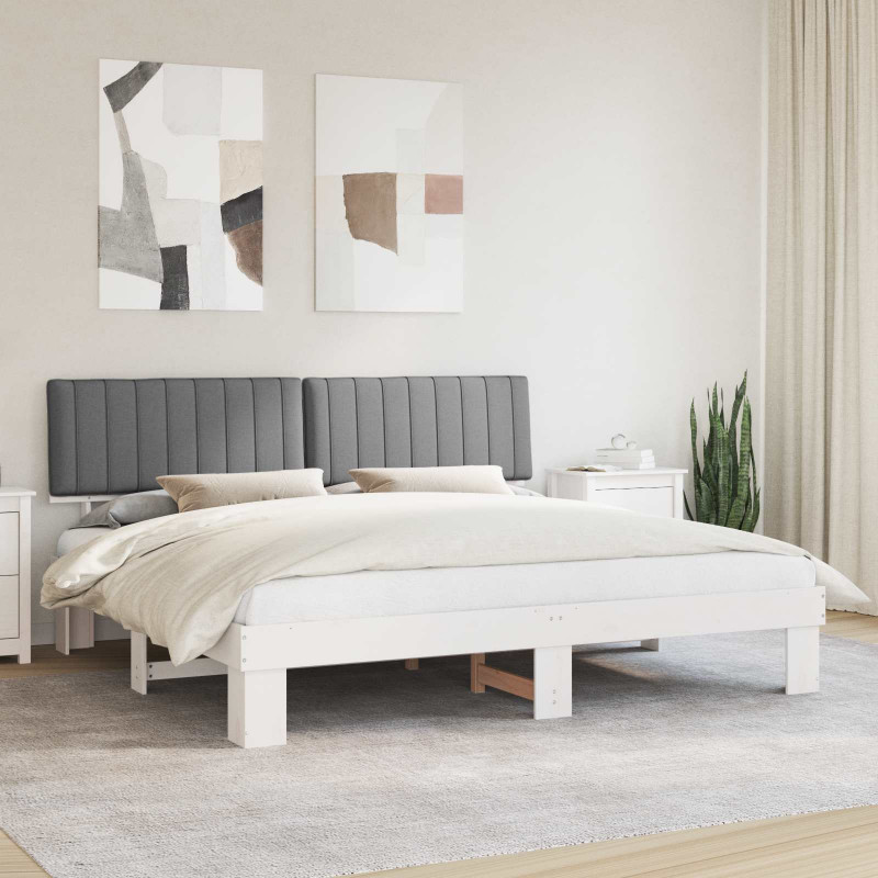 Ramka łóżka z tapicerowanym wezgłowiem Jasnoszary 200 x 200 cm