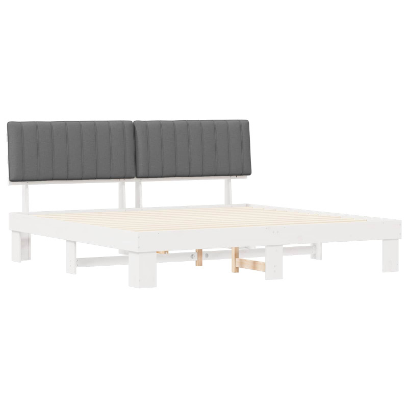Ramka łóżka z tapicerowanym wezgłowiem Jasnoszary 200 x 200 cm
