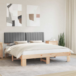 Ramka łóżka z tapicerowanym wezgłowiem Jasnoszary 180 x 200 cm