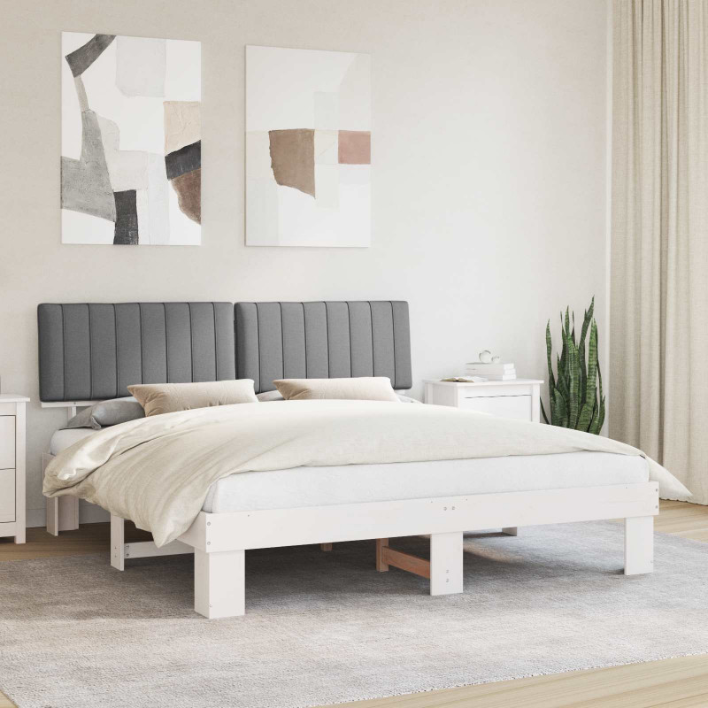 Ramka łóżka z tapicerowanym wezgłowiem Jasnoszary 180 x 200 cm