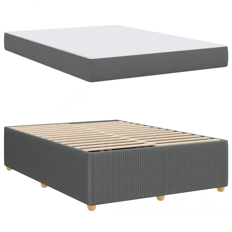 Ramka łóżka z materacem Ciemnoszary 140 x 200 cm tkanina