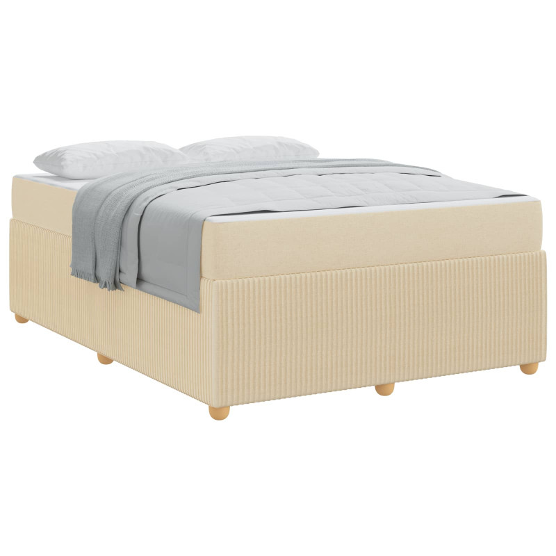 Ramka łóżka z materacem Kremowy 140 x 200 cm tkanina