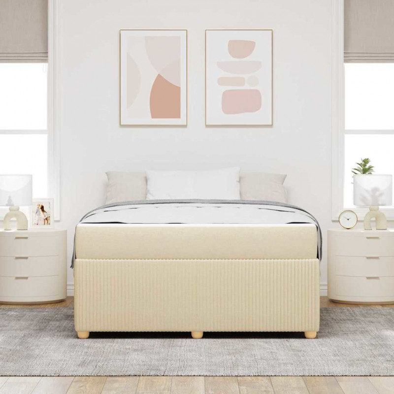 Ramka łóżka z materacem Kremowy 140 x 200 cm tkanina