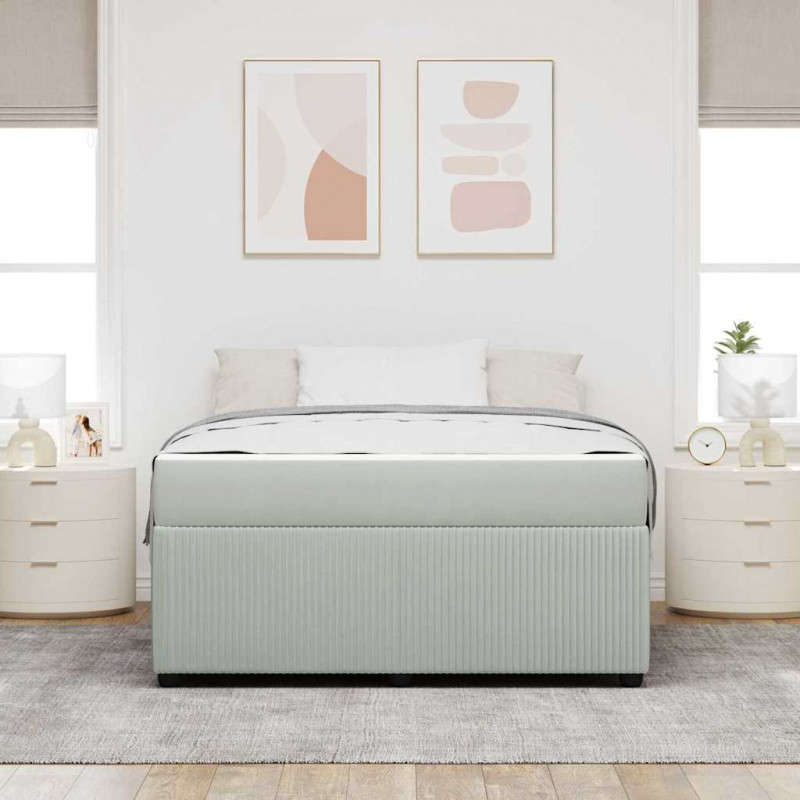 Ramka łóżka z materacem Jasnoszary 140 x 200 cm tkanina
