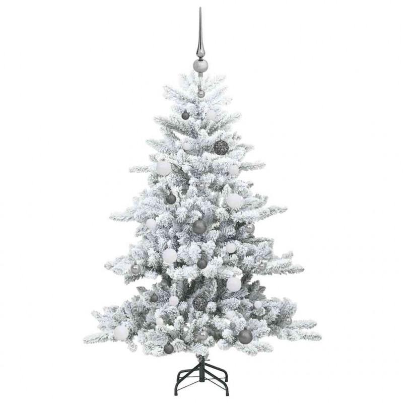 Sztuczna choinka z zawiasami z podstawą Biały 150 cm PVC i stal