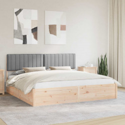 Ramka łóżka z tapicerowanym wezgłowiem Jasnoszary 200 x 200 cm