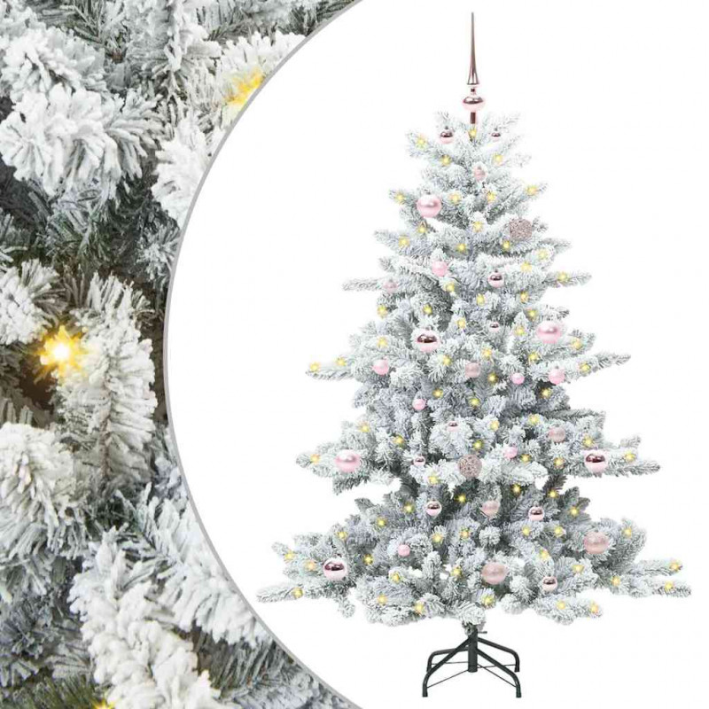 Sztuczna choinka z zawiasami z podstawą Biały 150 cm PVC i stal