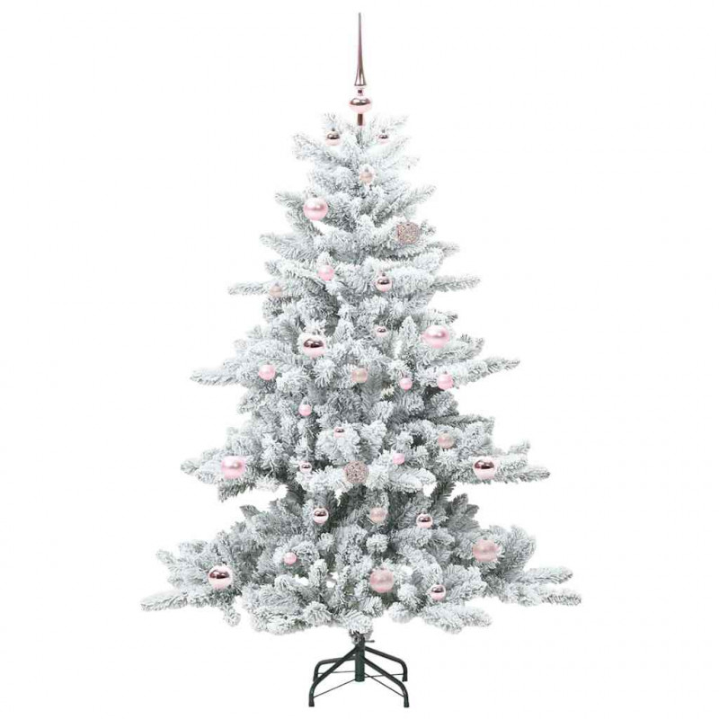 Sztuczna choinka z zawiasami z podstawą Biały 150 cm PVC i stal