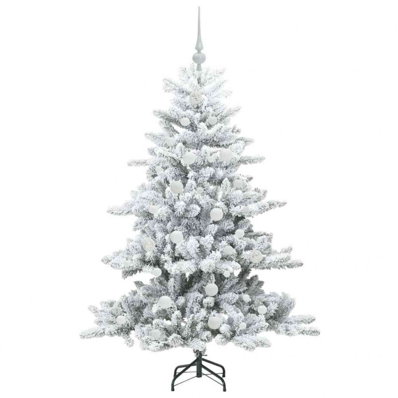Sztuczna choinka z zawiasami z podstawą Biały 150 cm PVC i stal