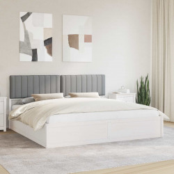 Ramka łóżka z tapicerowanym wezgłowiem Jasnoszary 200 x 200 cm