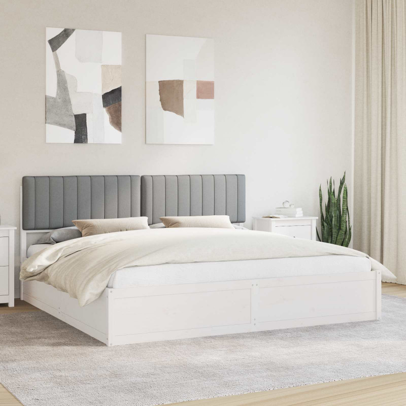 Ramka łóżka z tapicerowanym wezgłowiem Jasnoszary 200 x 200 cm