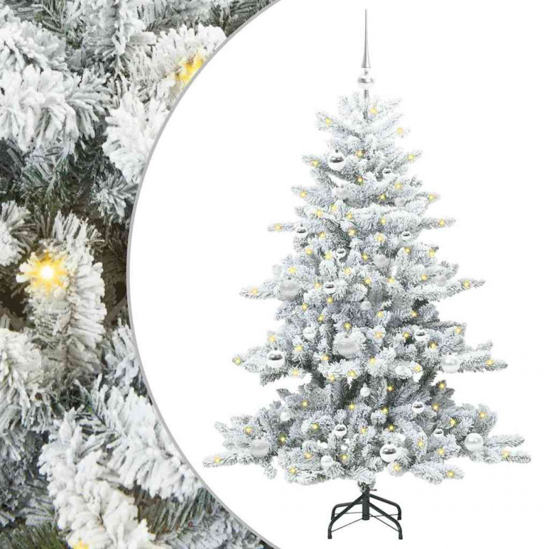Sztuczna choinka z zawiasami z podstawą Biały 150 cm PVC i stal