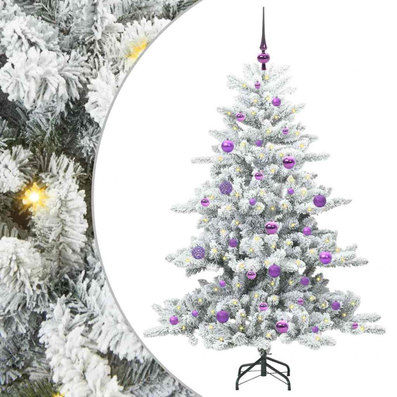 Sztuczna choinka z zawiasami z podstawą Biały 150 cm PVC i stal
