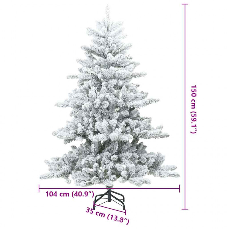 Sztuczna choinka z zawiasami z podstawą Biały 150 cm PVC i stal