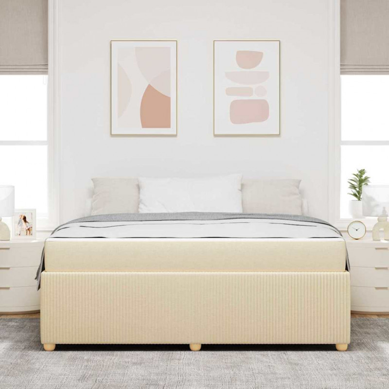 Ramka łóżka z materacem Kremowy 180 x 200 cm tkanina
