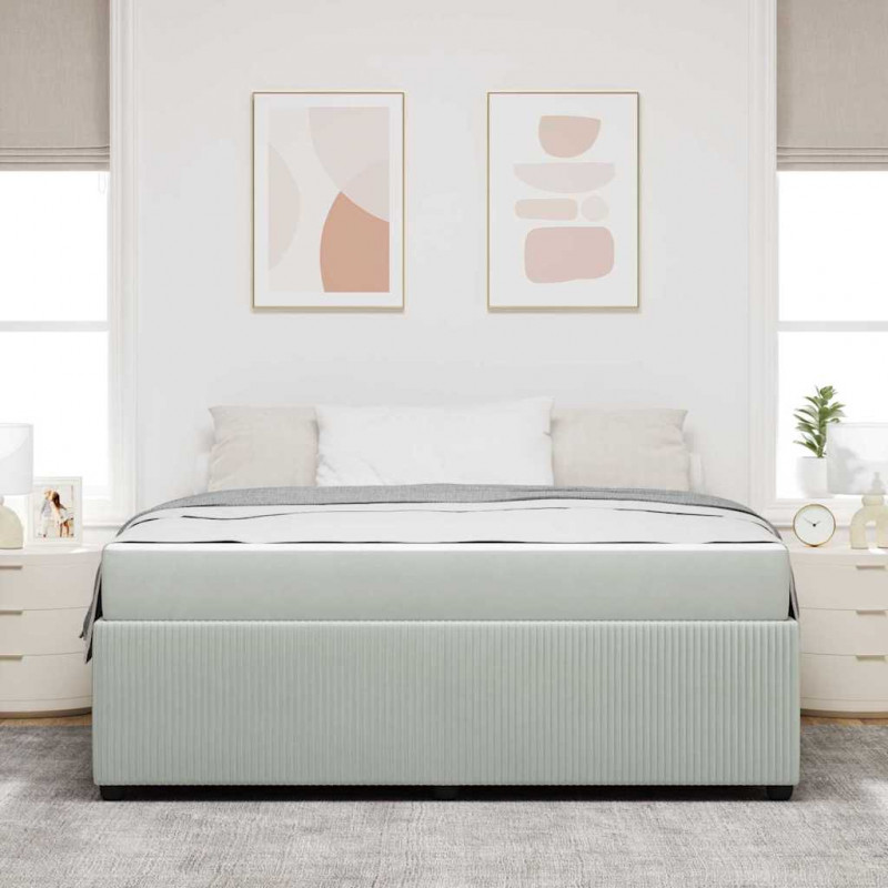 Ramka łóżka z materacem Jasnoszary 180 x 200 cm tkanina